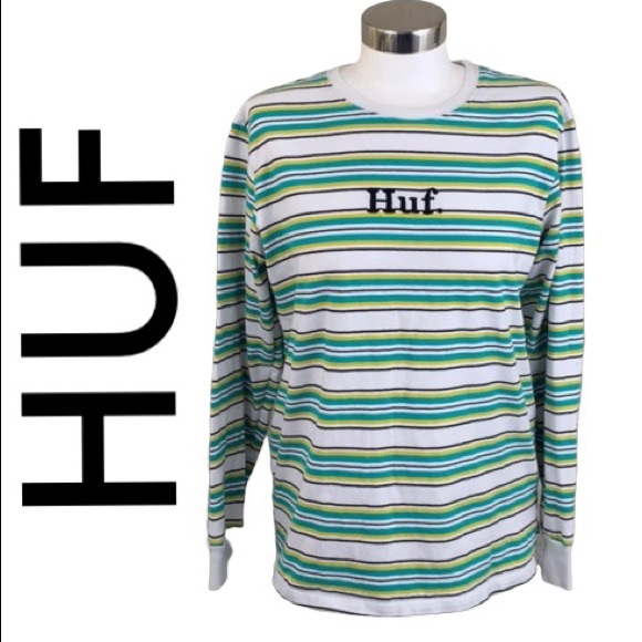 HUF Tops - HUF GREEN YELLOW WHITE TOP SIZE MEDIUM